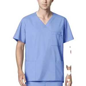 Groothandel Beste Kwaliteit Verpleegziekenhuis Uniform Scrubs Uniformen Pak Set Top Korting Premium Kwaliteit Spullen In Lichtblauw Unisex