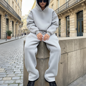 Survêtements d'hiver en molleton français lourd, coton de haute qualité, sweat-shirt surdimensionné, impression numérique, survêtements vierges personnalisés pour hommes - Product Image 2