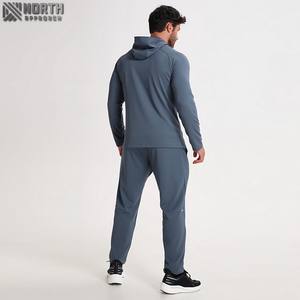 Conjunto de chándal de invierno de dos piezas personalizado sólido para hombre transpirable 100% algodón ajuste holgado cintura elástica ropa de calle informal camiseta - Product Image 3