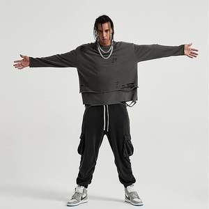 Streetwear vintage déchiré sweat hommes mode automne couleur unie sweat surdimensionné - Product Image 6