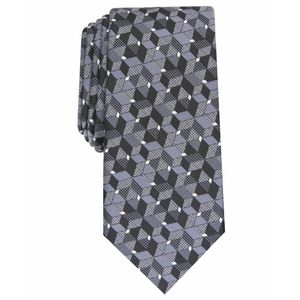 Corbata Alfani para Hombre, Estilo Ejecutivo, Delgada, con Diseño Geométrico, Logotipo Personalizado Impreso, Poliéster Negro, Talla Regular - Product Image 1