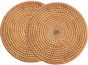 Factory Price Handmade Heat Resistant Placemats Different Size <b>Large</b> Small Round Rattan Coaster for Tea Trending Design - Product Image 2