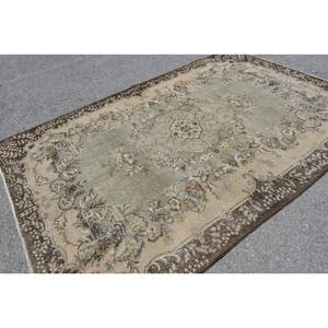 Classic Beige Brown 6.4 X 9.6 ft Wool <b>Rug</b> Turkish Patchwork Design for Entryway Living Room <b>Bedroom</b> Latex Rectangular Hallway - Product Image 4