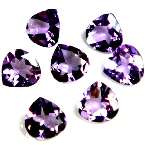 Forme de coeur améthyste naturelle 10X10MM coupe à facettes violet améthyste anneau pendentifs fabrication de bijoux à bricoler soi-même Lot de pierres précieuses en vrac de haute qualité
