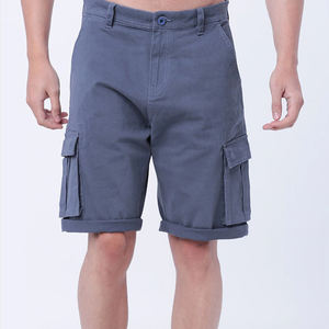 Short cargo bleu ardoise solide écologique respirant à séchage rapide pour hommes tissu polyester multi-poches décontracté - Product Image 1