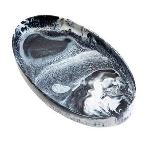 Los mejores cuencos de ensalada de fruta de sombra blanca sostenible hechos a mano Natural negro blanco sombreado cuenco para servir Material de resina ecológico - Product Image 1