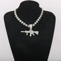 Collier chaîne cubaine exclusive pour homme, style Hip Hop, avec breloque, en argent plaqué or, orné de strass et de diamants, maillons boule, brillant