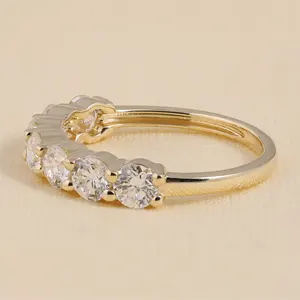 แหวนแต่งงานเพชรทรงกลม 4 มม. แบบครึ่งวง 7 เม็ด เพชรเพาะเลี้ยงในห้องปฏิบัติการ - Product Image 4