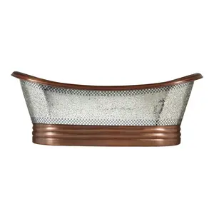 Double Slipper Copper Bathtub With Mosaic Texture Is Truly A Work Of An Art Will Enrich The Ambiance Of Any Ordinary Bathroom