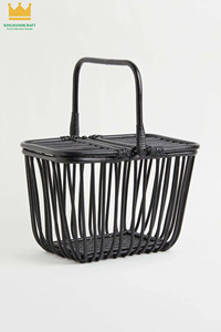 For <b>Picnic</b> Storing Clothes Or Kids <b>Toy</b> Wholesale Black <b>Picnic</b> <b>Basket</b> With 2 Flaps And Handle Eco-friendly Rattan <b>Basket</b> Great - Product Image 4