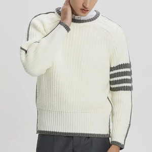 Breathable Crew Neck Pullover Men's <b>Sweater</b> Winter 100% Cotton Anti-Pilling Premium Quality Front Logo - Product Image 2