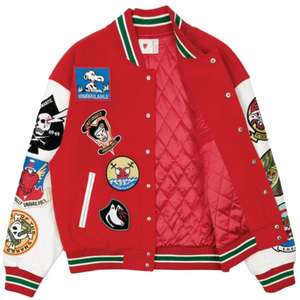 Veste de baseball Letterman pour hommes manches en cuir de laine noir véritable service OEM caractère universitaire en cuir noir Varsity - Product Image 5