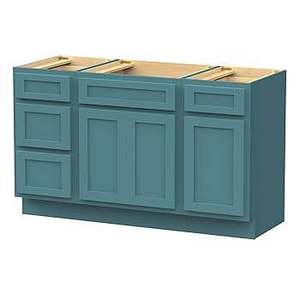 Venta al por mayor de calidad de lavabo único de estilo americano clásico de madera maciza tocador de baño lavabo de cerámica muebles de pie - Product Image 5