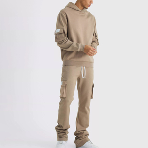 Streetwear surdimensionné 100% coton 460 Gsm poids lourd imprimé hiver à capuche Baggy ensemble de survêtement pour hommes - Product Image 1