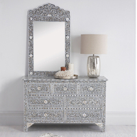 Nouveauté : Commode à tiroirs en nacre véritable faite à la main pour salon, meubles en nacre véritable en gros