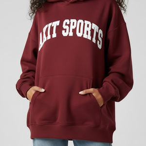 Sudadera con Capucha de Manga Larga para Mujer, Diseño Nuevo, Invierno, Hombros Caídos, 100% Algodón, Transpirable, Secado Rápido, Color Personalizado en la Parte Delantera - Product Image 6