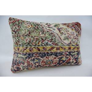 Oreiller Kantha en laine patchwork Paisley vintage multicolore de 16x24 pouces tissé à la main avec un motif complexe - Product Image 2