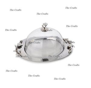 Aluminium And <b>Glass</b> Cake Serving Platter With <b>Dome</b> Customized Size And Shape Serving Platter With <b>Dome</b> In Bulk - Product Image 1