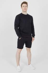 Conjunto de sudadera y pantalones cortos de dos piezas de verano para hombre, deportes informales, manga corta, tejido de poliéster estampado con patrón en relieve - Product Image 2