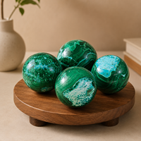 Sphère en malachite de silicium, boule de cristal naturelle, pierre décorative pour la maison, le bureau, la collection et les cadeaux
