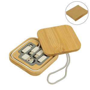 Estuche Cuadrado de Bambú Resistente para Cables de Carga Múltiple Modelo OC-BR6 - Product Image 1