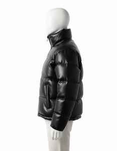 Veste matelassée en toile brillante pour homme, nouvelle arrivée, style tendance avec fermeture éclair sur le devant, logo sur la capuche - Product Image 3