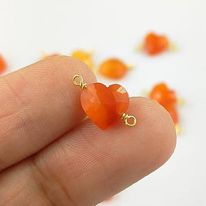 Pierre précieuse cornaline naturelle en forme de coeur bijoux fins pendentifs de haute qualité petit pendentif or vermeil fil enroulé charme de guérison - Product Image 1