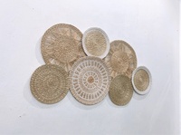 Ensemble de 7 paniers en rotin tissés à la main, motif Art Déco inspiré des plantes pour la décoration intérieure