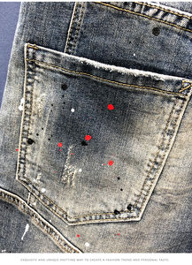 กางเกงยีนส์ขาสั้นสำหรับผู้ชายกางเกงขาสั้นผ้ายีนส์แบบลำลองสีทึบ - Product Image 4