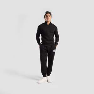 เสื้อถักผ้าไหมพรมแบบซิป 1/4 สีดำ - Product Image 4
