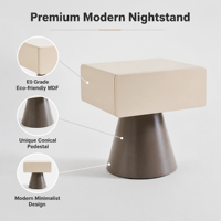 Table de chevet moderne en MDF de qualité E0, base conique, design minimaliste, écologique et durable pour le mobilier de salon
