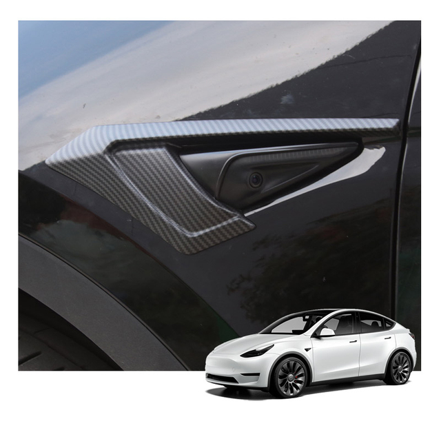 Car Accessories Bomely Fit Side Matte Carbon Fiber Pattern Side Camera Protection Cover for Tesla Model Y