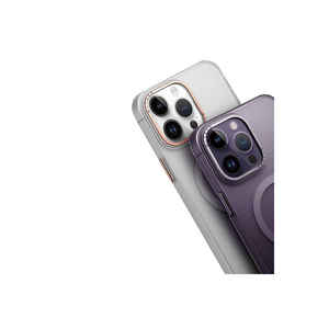 เคสที่เข้ากันได้กับ iPhone 14 Pro 14 PLUS PLUS แบบแข็งและเคสผ้าแคนวาสสำหรับ MagSafe สีม่วงเข้ม - Product Image 6