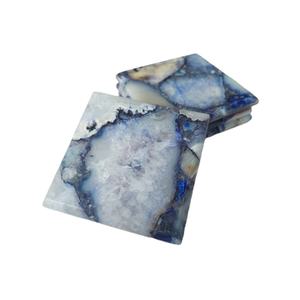 <b>Blue</b> Agate <b>Coasters</b> Crystal Geode Gemstone <b>Coaster</b> Set Coffee Table Decor for Home Wedding Gifts Premium Quality Handmade 2023 - Product Image 1