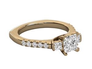 Bague en diamant en gros d'usine, plaquée or 14 carats, argent sterling 925, diamant taille princesse, bague de fiançailles classique pour femme - Product Image 3