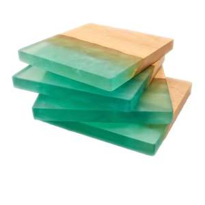 Sous-verres en résine et en pierre de bois de style moderne faits à la main 100% en bois pur pour la maison et le jardin - Product Image 5