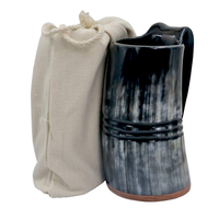 Buffalo Horn kupa özelleştirilebilir 100% otantik gerçek öküz boynuz fincan gıda sınıfı ortaçağ Buffalo Horn kupa