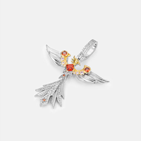 Pendentif Phénix Diamant Personnalisé, Collier Oiseau de Feu Glacé, Micro-Pavé, Bijoux Hip Hop, Chaîne en Acier Inoxydable pour Homme, Argent Tibétain Glacé