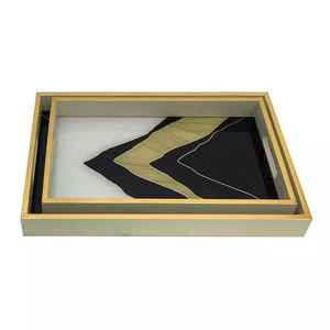 Bandeja de Servicio Rectangular de MDF Clásica, de Tendencia, Ecológica, Apta para Lavavajillas, para Bodas, Decoración de Cocina y Hogar, Pulida - Product Image 4