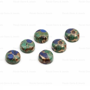 Recién llegado, cabujón circular de 10mm, piedra preciosa suelta calibrada Lisa compuesta de cobre azurita de alto pulido Natural para joyería - Product Image 3