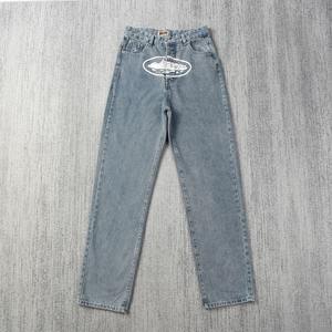 Pantalon en denim haut de gamme, couleur unie classique, long et droit pour toutes les saisons - Tissu finement filé avec une texture haut de gamme - Product Image 4