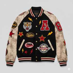 Veste universitaire personnalisée à livraison rapide, broderie de logo, veste de baseball, veste de lettreman, corps en laine, manches en simili cuir, fournisseur en gros - Product Image 4