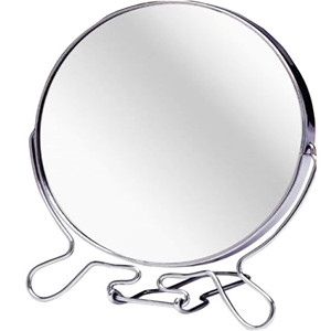 HH28 Double-Sided Round Desktop Metal Cosmetic <b>Mirror</b> 2x 13cm Magnification Customizable Logo <b>Compact</b> Style - Product Image 1