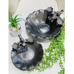 Cuenco de aluminio de forma ovalada para servir, frutero con acabado oscuro para vajilla, cuencos de dulces y chocolate de frutas secas - Product Image 3