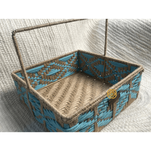 Handwoven 12x12x5 Inch <b>Jute</b> and Cotton Hamper <b>Basket</b> with Handle Living Room Multipurpose Storage <b>Basket</b> Handmade Woven - Product Image 2