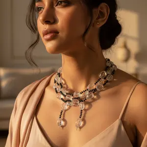 Collar de Cuentas de Cristal para Mujer, Joyería de Cristal Transparente - Product Image 2