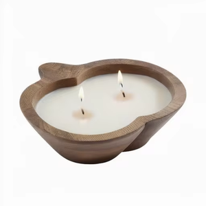 Vente en gros, nouveauté, bol, bougie en bois, cire de soja naturelle, bol à pâte en bois d'aromathérapie de luxe, bougies en vrac - Product Image 3