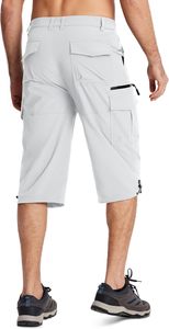 กางเกงขาสั้นออกกำลังกายสำหรับผู้ชายกางเกงคาปรีแห้งเร็วมี7กระเป๋า3/4กระเป๋ามีซิปกางเกงกีฬาเดินป่าผ้ายืด Ripstop และแห้งเร็ว - Product Image 2