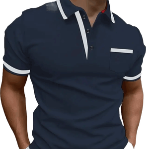2023 nuevo diseño logotipo personalizado hombres para camiseta Polo deportes Golf camiseta hecha de algodón/fibra de bambú patrón sólido - Product Image 2