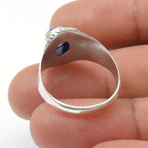 Anillos de piedras preciosas de iolita 925 de plata de ley 100% de diseño minimalista para mujeres y hombres, joyería fina hecha a mano, venta a granel OEM - Product Image 3